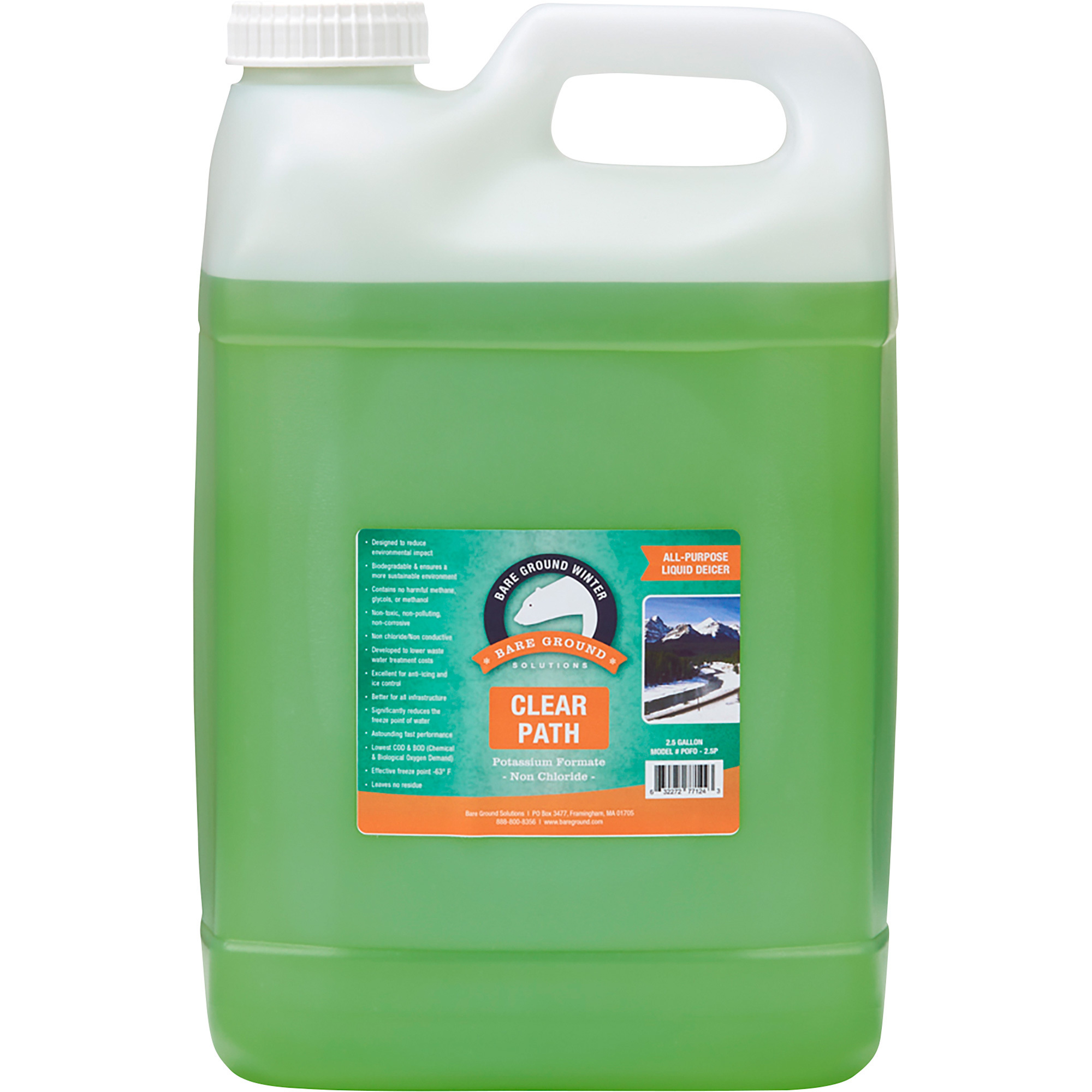 Bare Ground Clear Way Non-Chloride Potassium Formate De-Icer, 2.5 Gallons, Model# PoFo-2.5G